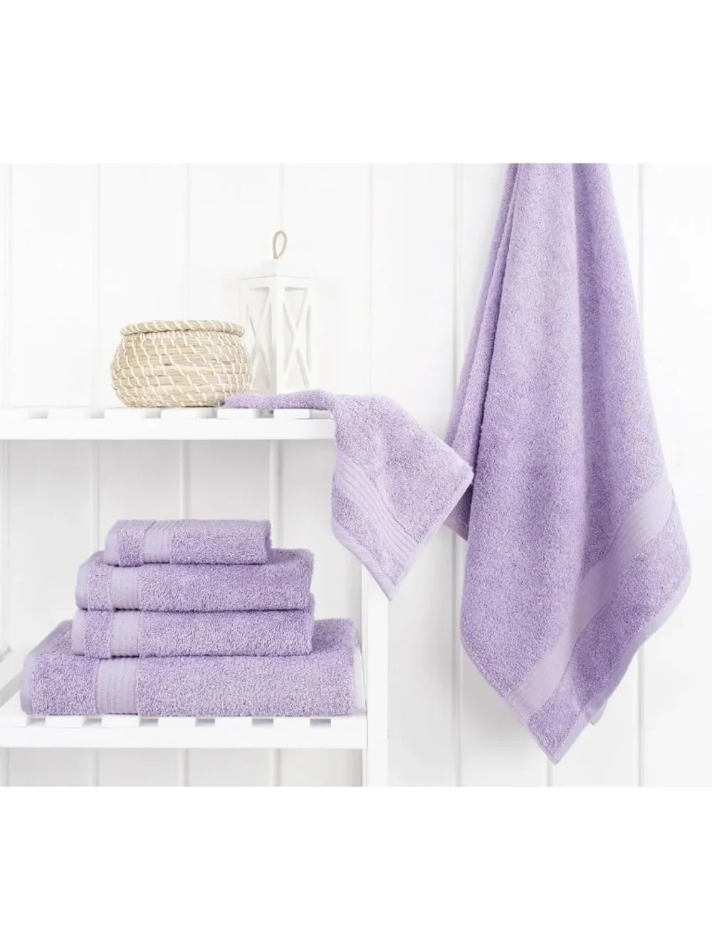 Soft Absorbent 100% Cotton Turkish Towel Set, Quick Dry, 6 Pieces, Lilac
